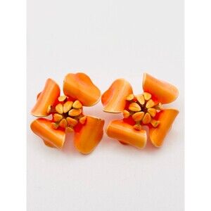 Vintage orange Flower clip on earrings